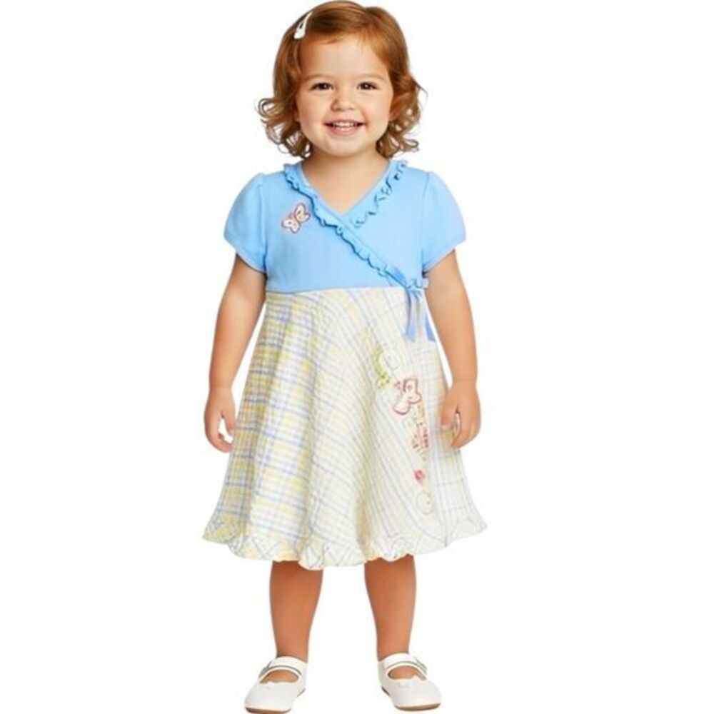 Girl Dress Size 24 Months Youngland Butterfly Floral Blue Yellow White Colorful
